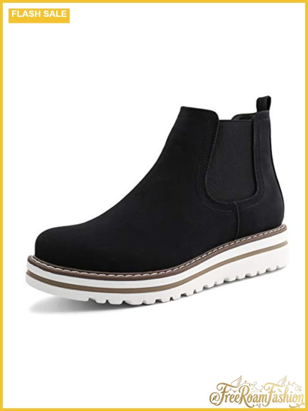 Chelsea Ankle Wedge Boots Synthetic Round Toe Slip On Casual Bootie